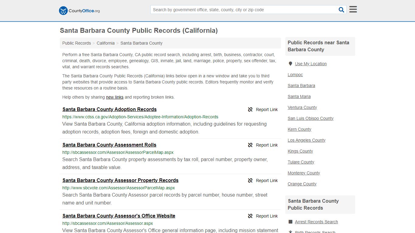 Santa Barbara County Public Records (California) - County Office