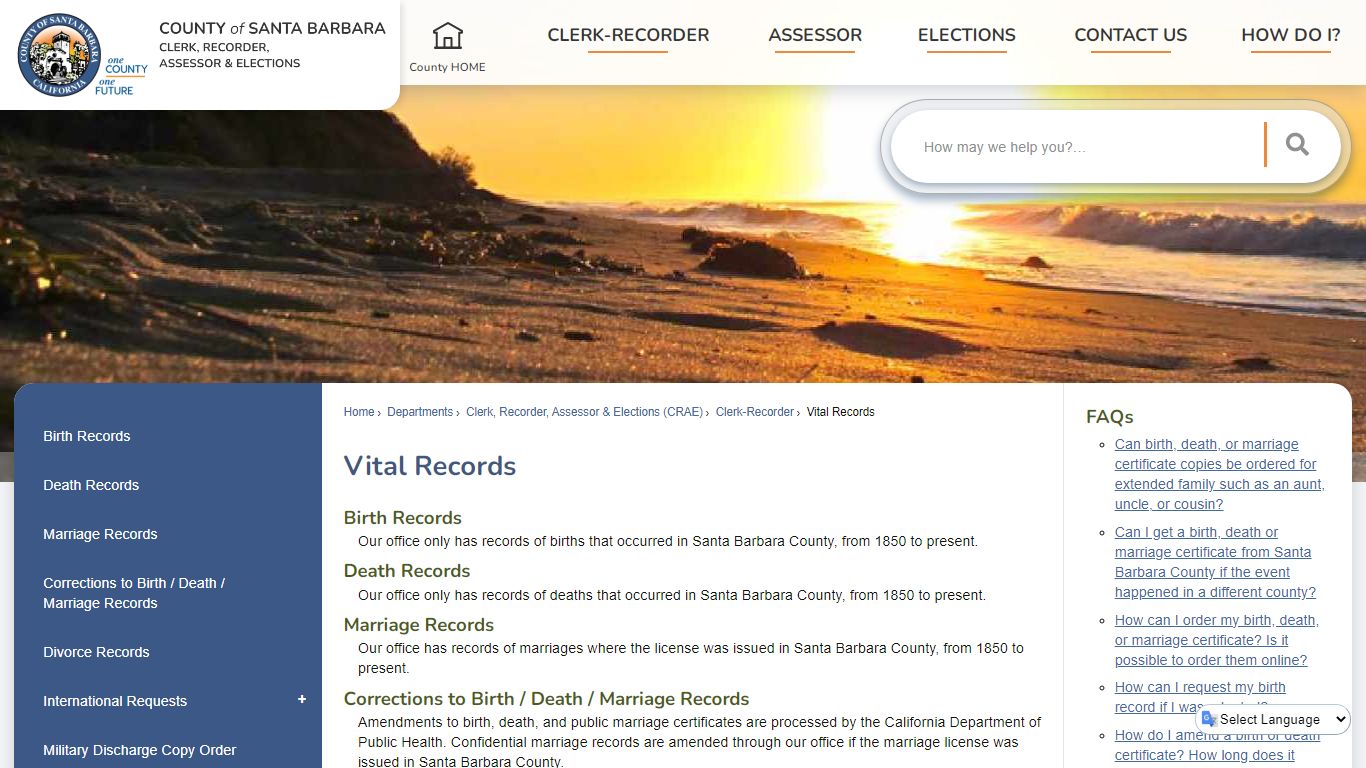 Vital Records | Santa Barbara County, CA - Official Website